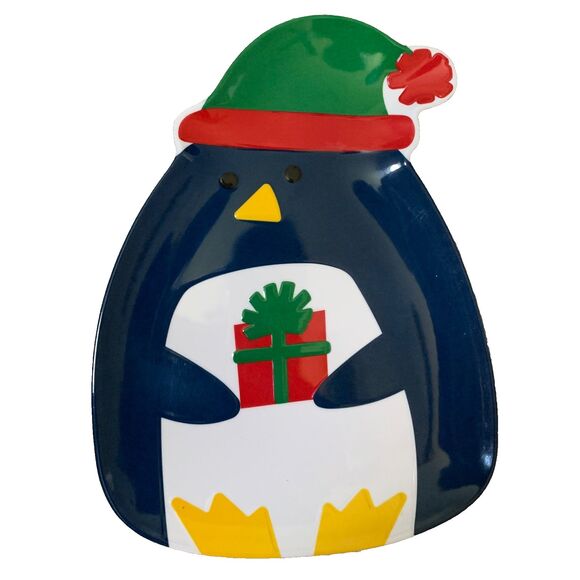 Target Christmas Penguin Holiday 2020 Dinner Plate Platter Blue Melamine TAGS - Picture 2 of 8